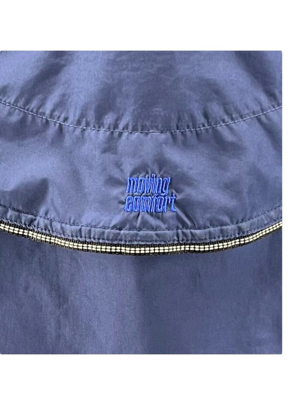 Vintage Womens XL Windbreaker Jacket Hi Lo Blue Multi Hide a Hood Moving Comfort - Picture 9 of 10